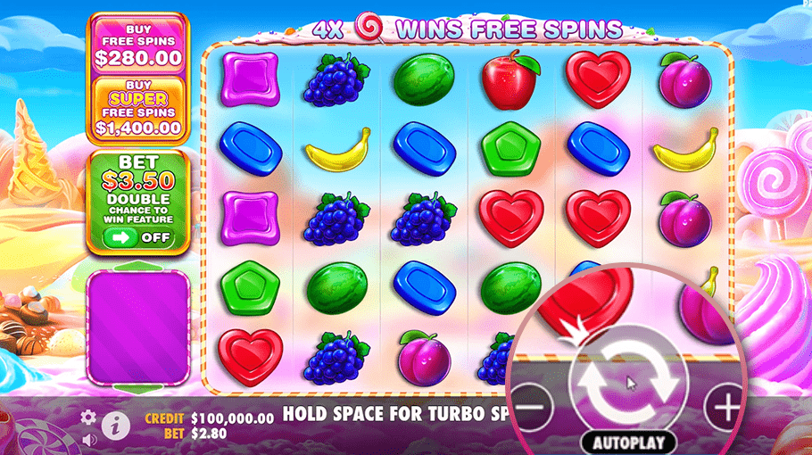 Sweet Bonanza 1000 video slot spin button